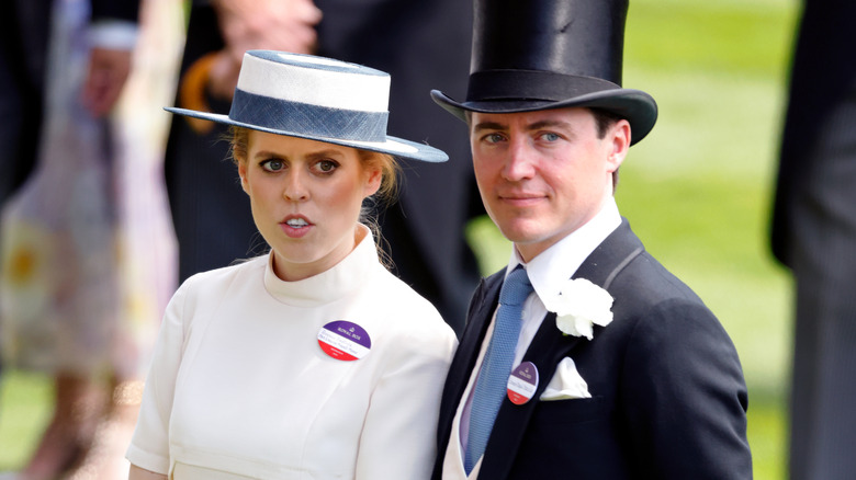 Princess Beatrice and Edoardo Mapelli Mozzi in hats