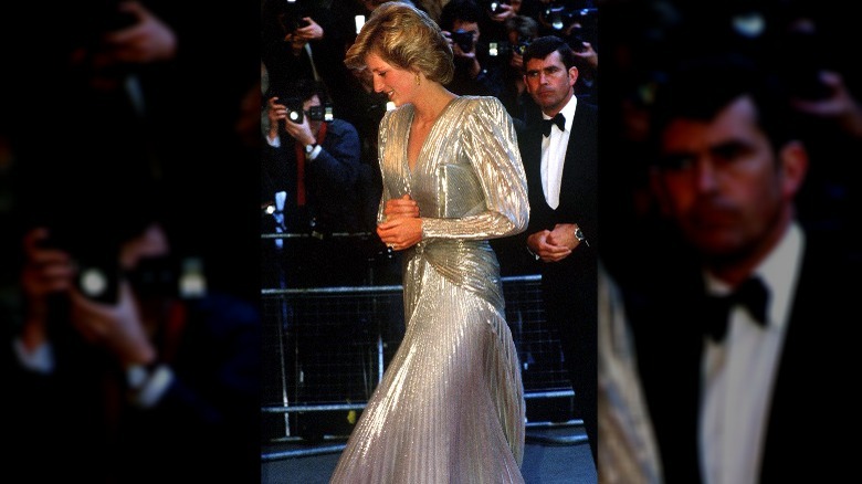 Princess Diana in gold lamé gown