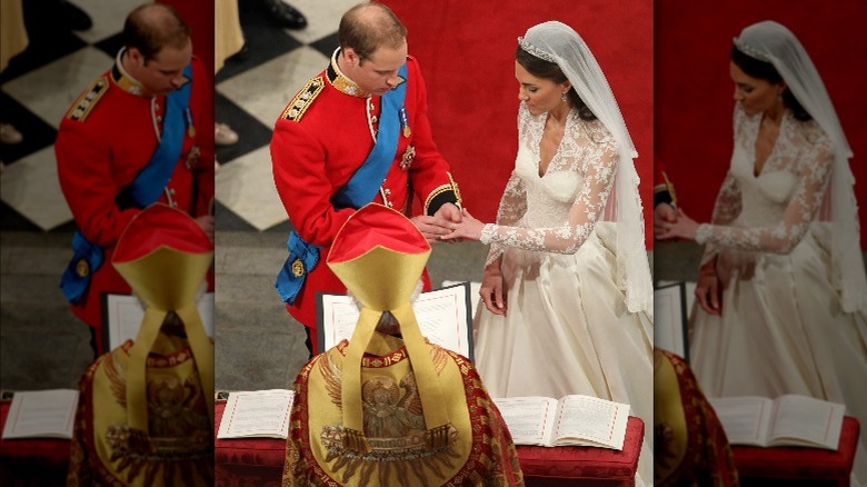 Prince William and Kate Middleton exchanging rings