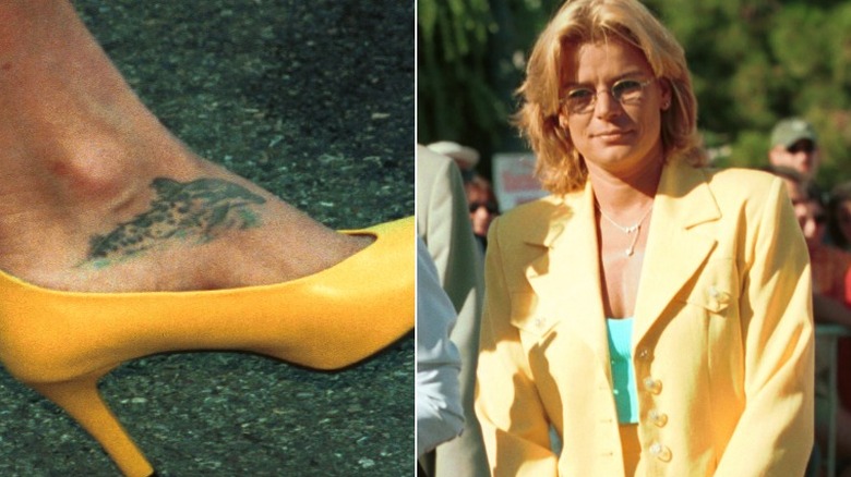 Princess Stephanie wearing yellow showing tattoo