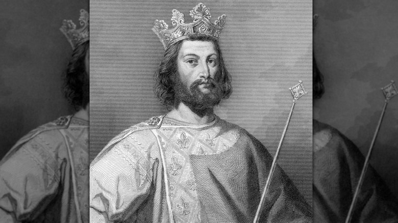 Black and white portrait of King Louis VII