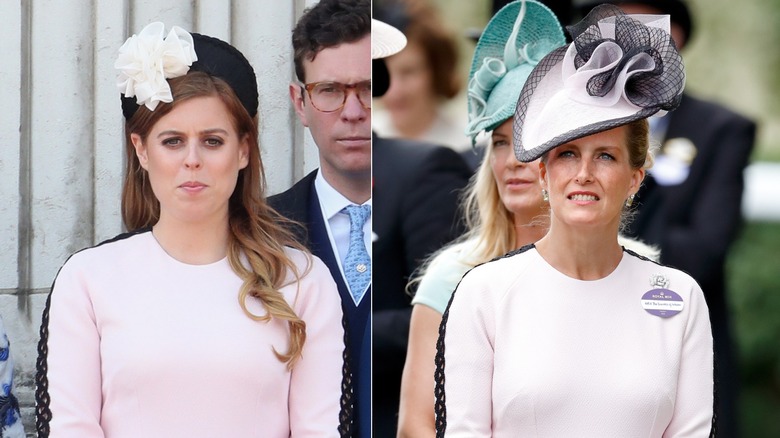 Princess Beatrice and Sophie, Countess of Wessex wearing pink dresses