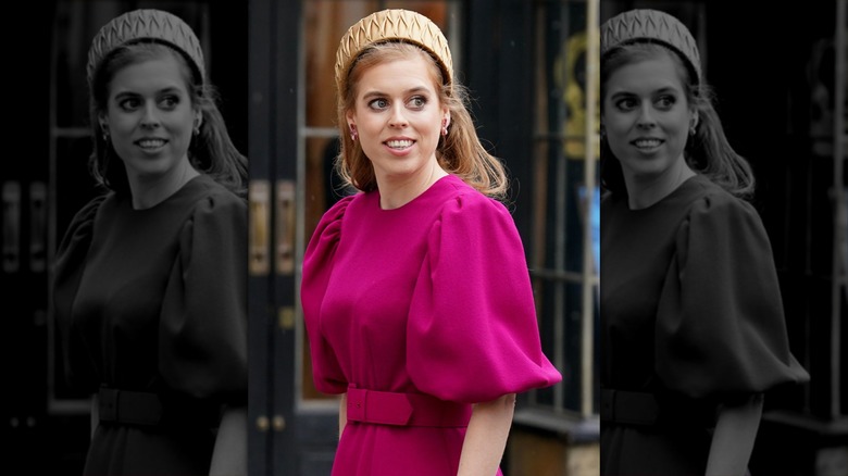 Princess Beatrice in pink at coronation of King Charles III