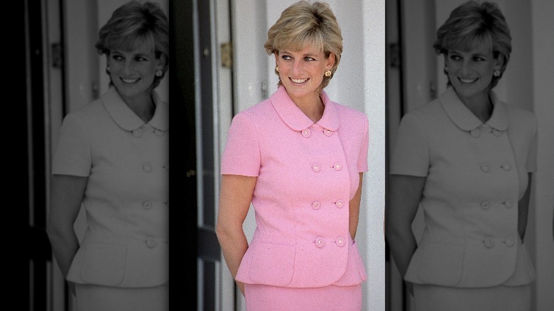 Princess Diana in short sleeve pink suit