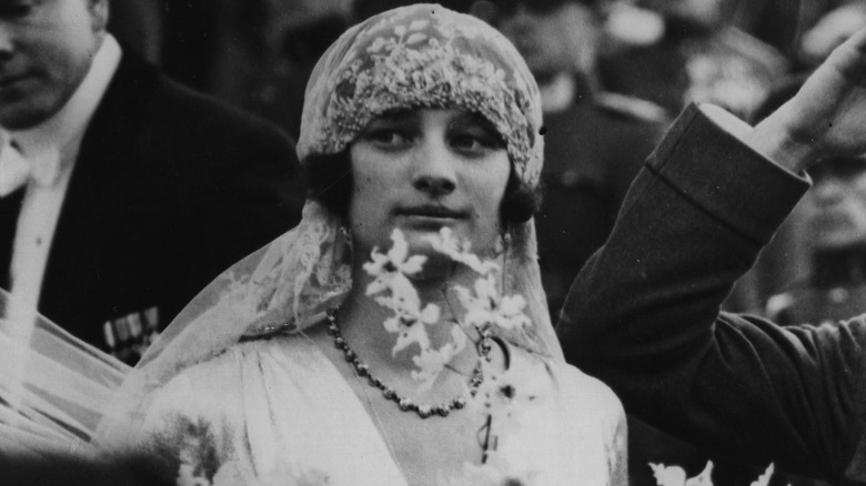 Astrid of Sweden wearing white veil