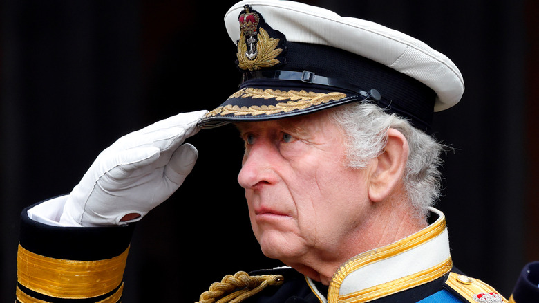 King Charles saluting