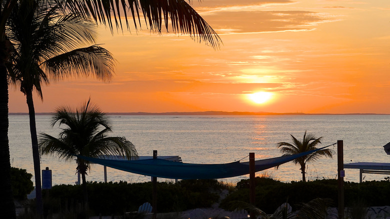 A sunset overlooking a Turks and Caicos beach