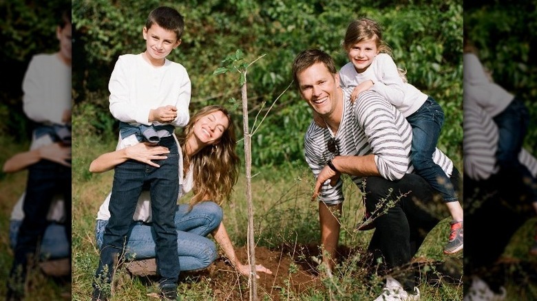 Brady family planting a tree