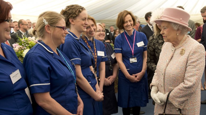 Queen Elizabeth meeting midwives