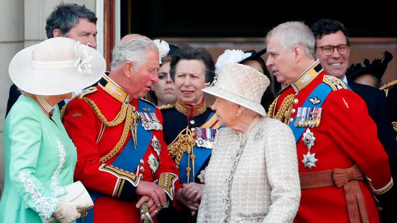 Princess Anne with family on the balcony 