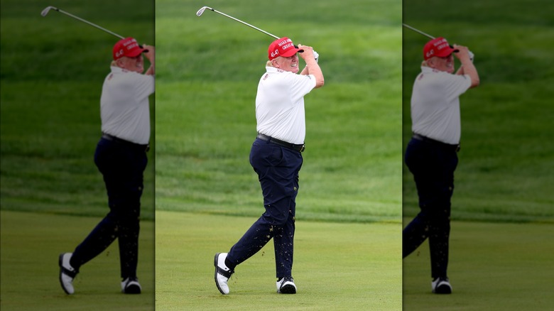 Donald Trump swinging golf club