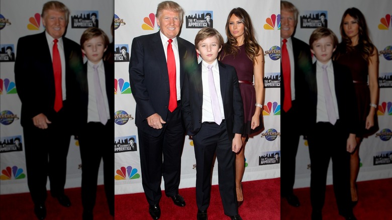 Donald, Melania and Barron Trump at Celebrity Apprentice red carpet