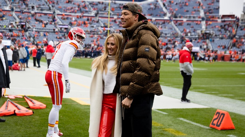 Brittany and Jackson Mahomes posing