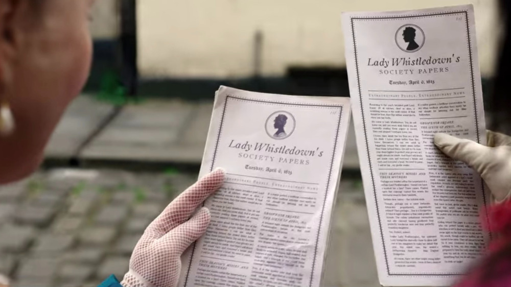 Lady Whistledown's pamphlets in Bridgerton