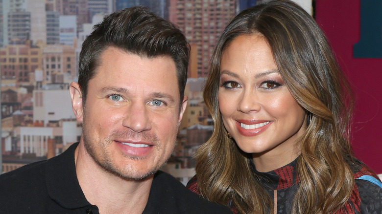 Nick and Vanessa Lachey smiling for photo