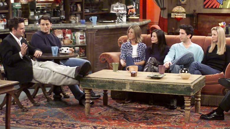 The cast of "Friends" in a coffee shop