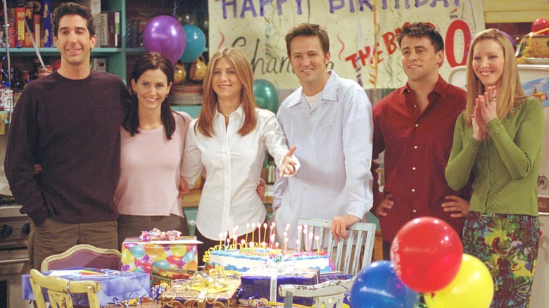 The cast of "Friends" celebrating a birthday