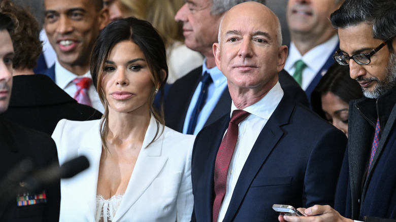 Lauren Sanchez and Amazon founder Jeff Bezos attend the inauguration of U.S. President Donald Trump