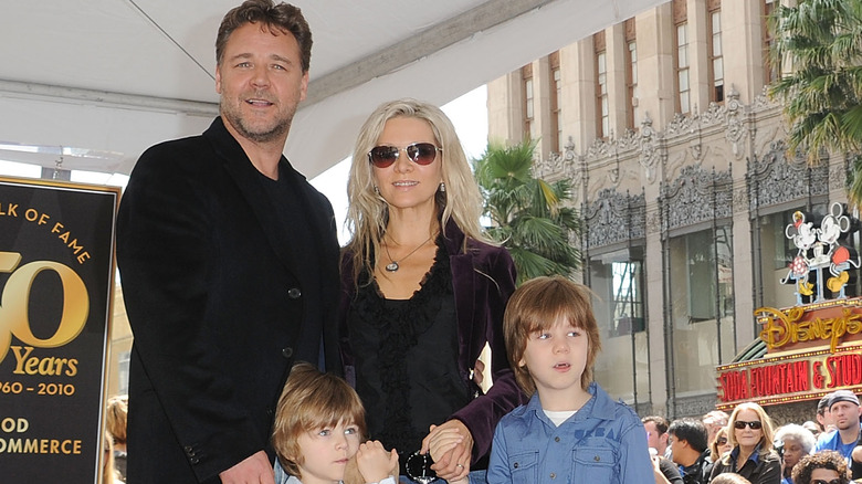 Russell Crowe and Danielle Spencer with their sons