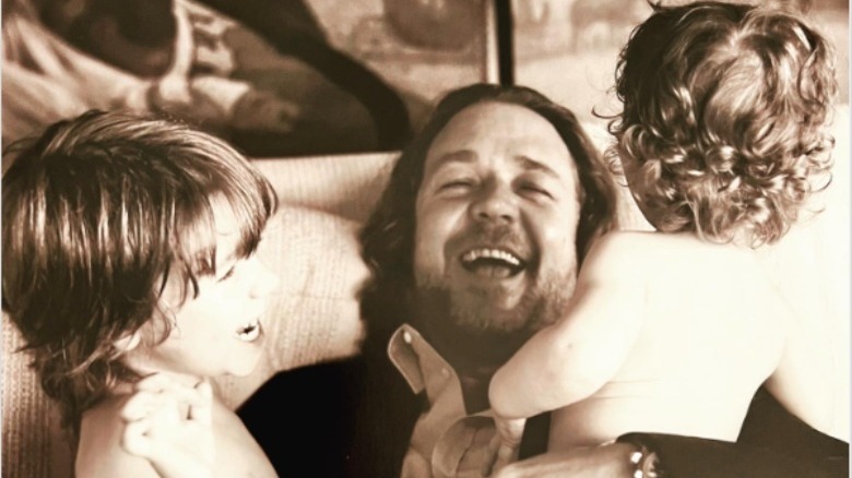 Russell Crowe and his sons laughing