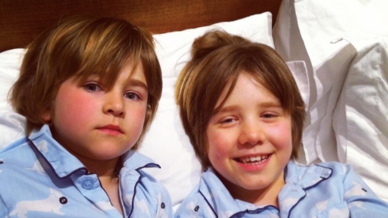 Russell Crowe's sons laying in bed