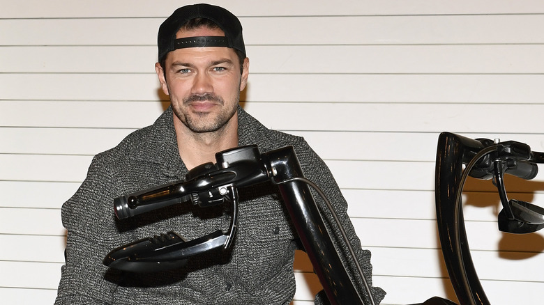 Ryan Paevey on his motorcycle
