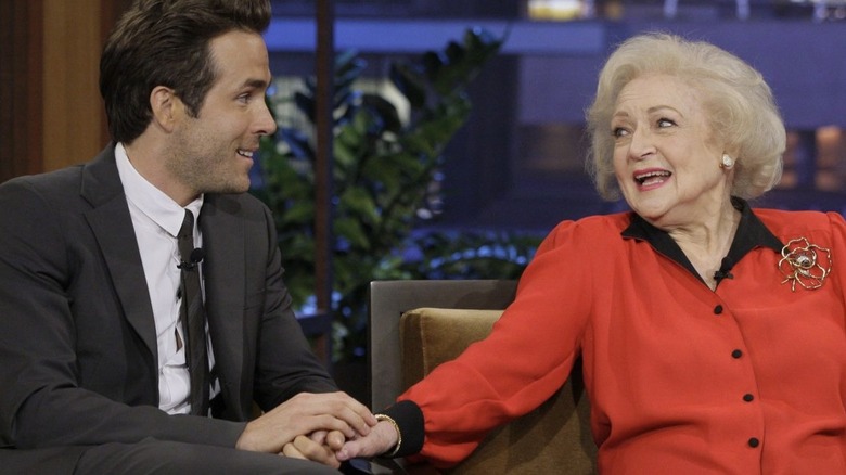 Ryan Reynolds and Betty White holding hands