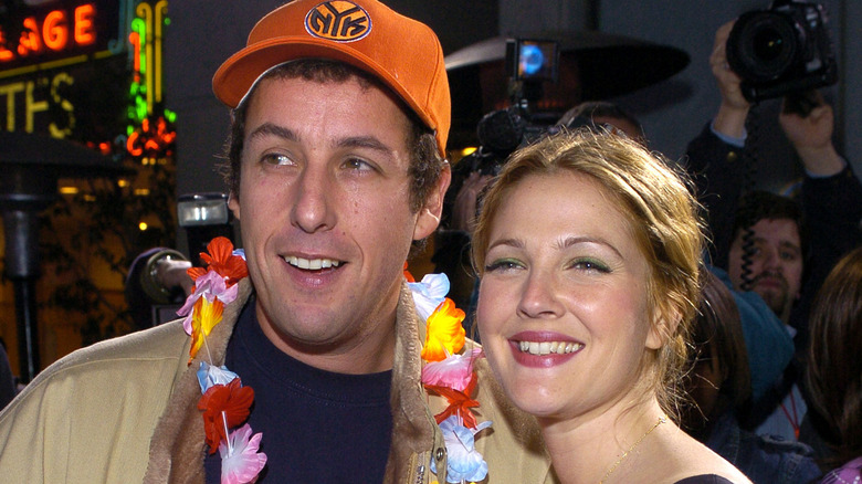 Adam Sandler smiling Drew Barrymore