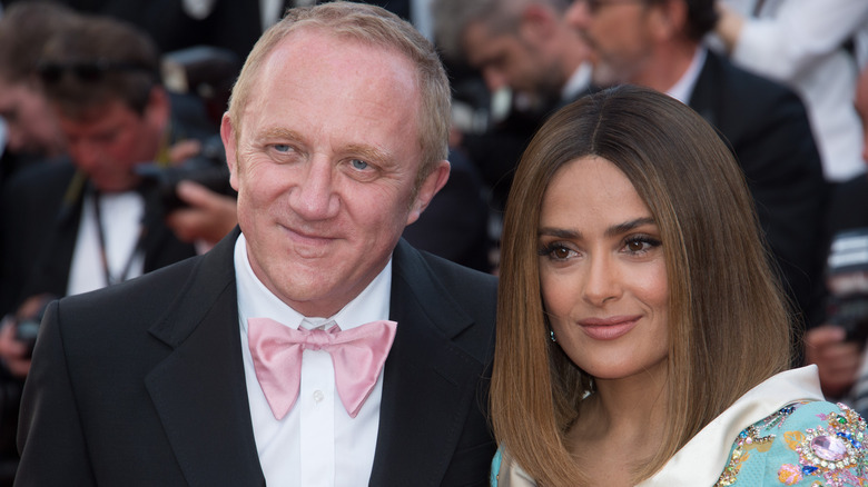 Salma Hayek and Francois-Henri Pinault on red carpet