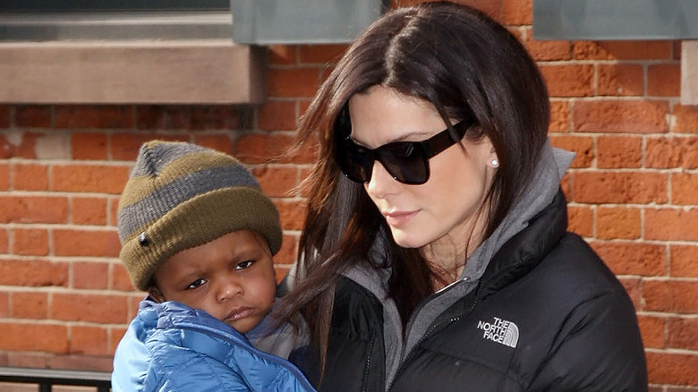 Sandra Bullock with her son