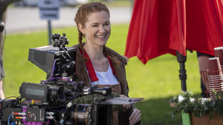 Sarah Drew on set of Reindeer Games Homecoming