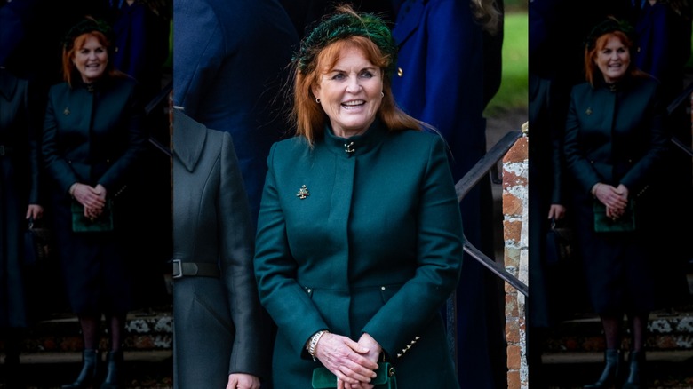 Sarah Ferguson green suit Christmas 2023