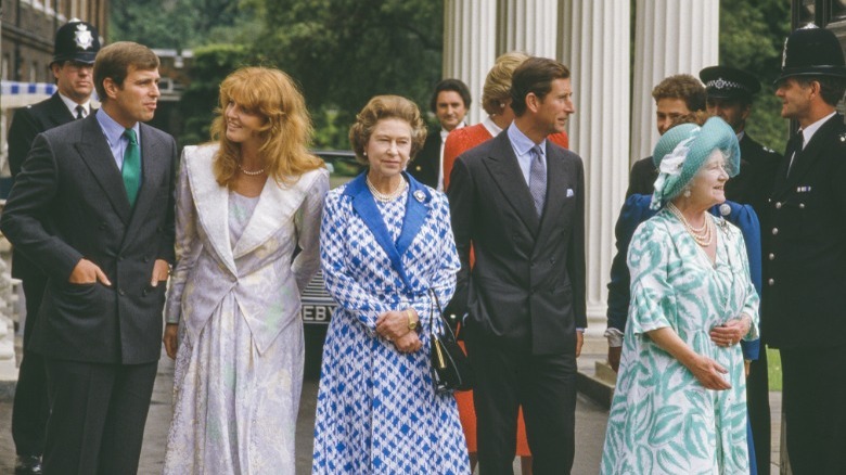 Sarah Ferguson with the royal family in 1980s