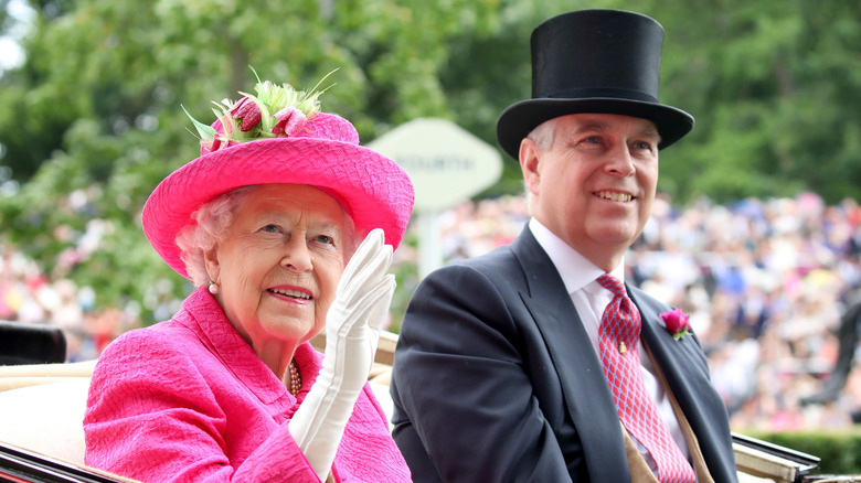 Queen Elizabeth II and Prince Andrew ride to Royal Ascot