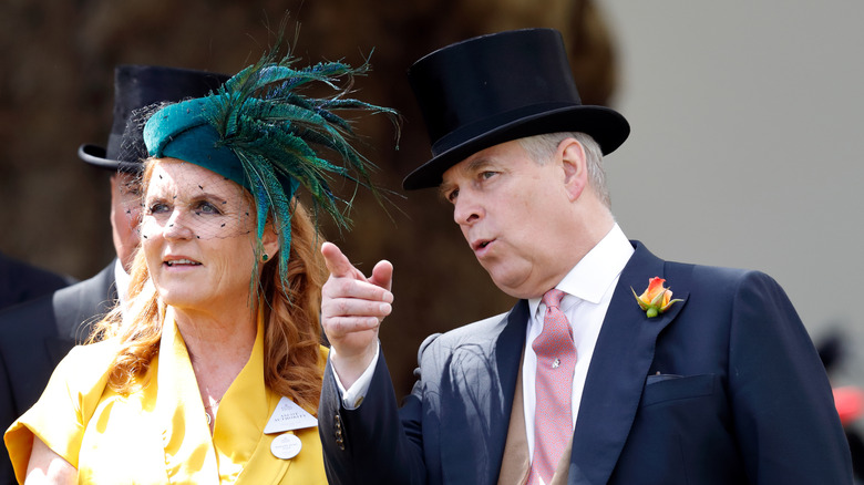 Sarah Ferguson and Prince Andrew attending Royal Ascot at Ascot Racecourse