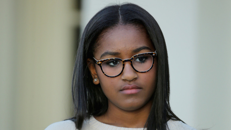 Sasha Obama participates in the turkey pardoning ceremony