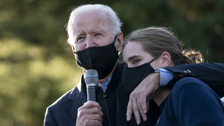 Maisy and Joe Biden cuddling up together