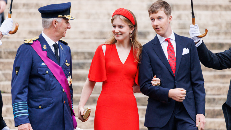 King Philippe of Belgium smiling with family