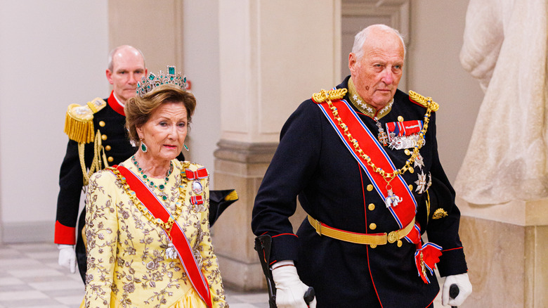 King Harald V of Norway walking