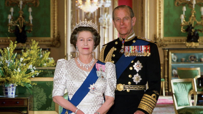 Queen Elizabeth and Prince Philip posing