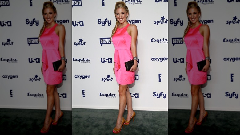 Savannah Chrisley in short neon pink dress at the 2014 NBCUniversal Cable Entertainment Upfronts