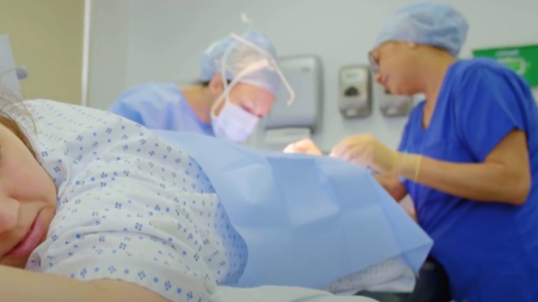 Person being examined in doctor's office