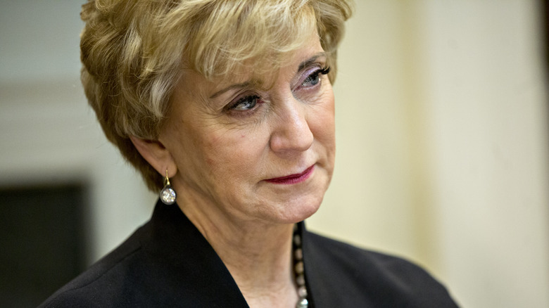 Linda McMahon staring to the side