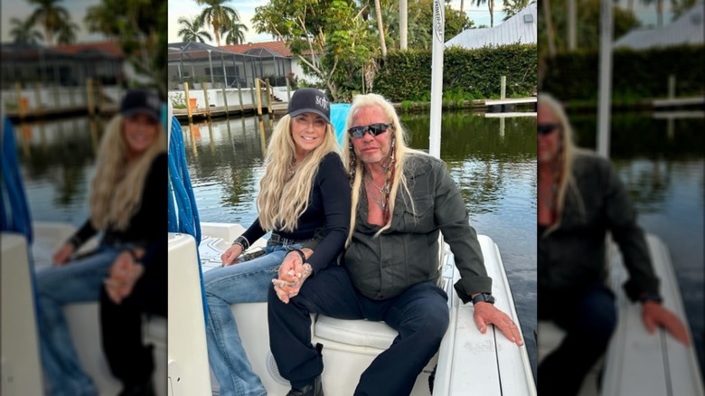 Francie Chapman with Duane "Dog" Chapman posing on a boat in 2024