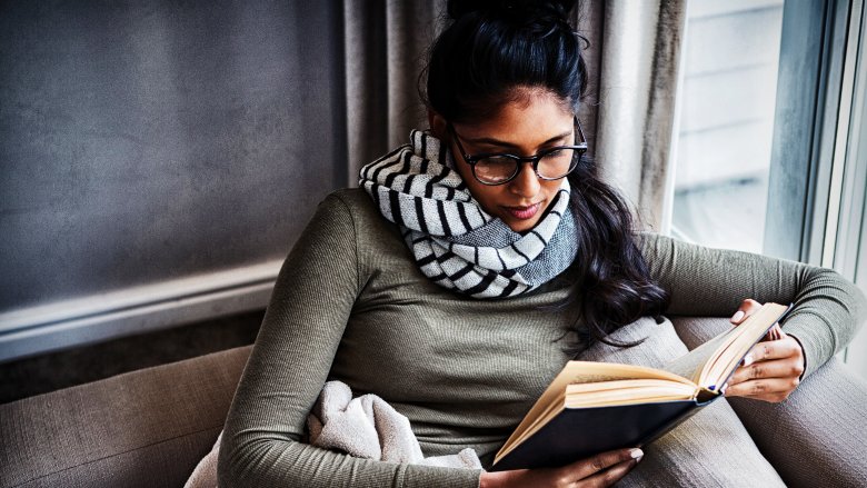 A woman reading a book