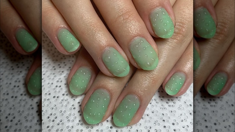 Water droplet effect on sea glass manicure