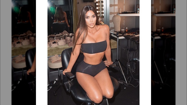 Kim Kardashian modeling skims underwear