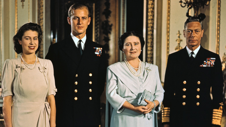 Queen Elizabeth with her parents & Prince Philip