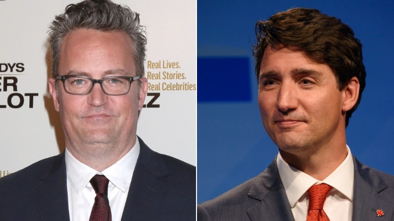 Matthew Perry and Justin Trudeau, split image