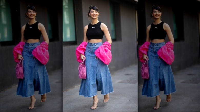 Woman walking in clear heels